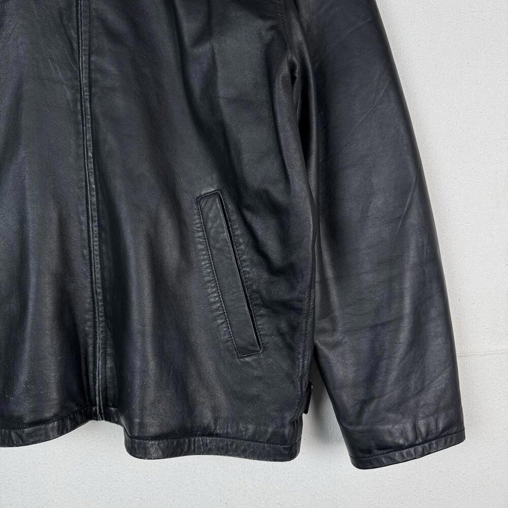 Trader Bay Leather Jacket Mens‎ Size XL Black Full Zip Heavyweight Flight Bomber - Picture 7 of 9